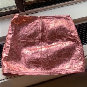 Metallic pink mini skirt